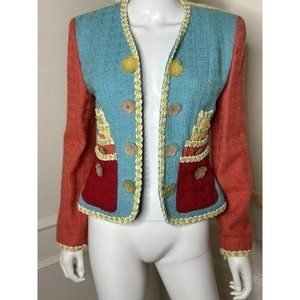 Moschino Layer Cake Italian Wool Tweed Boucle Jacket Blazer USA Sz 10 Statement